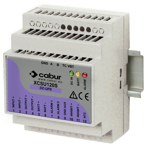 [XCSU120S] DIN Rail UPS, 12 Vdc, 24Vdc, 5 Amp Output, Low Profile, Space Saving, Modbus Communication