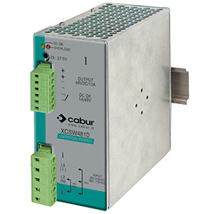 [XCSW481D] 48V Din Rail Power Supply, 208Vac, 240Vac, or 480Vac Input, 24Vdc, 20A Output, 