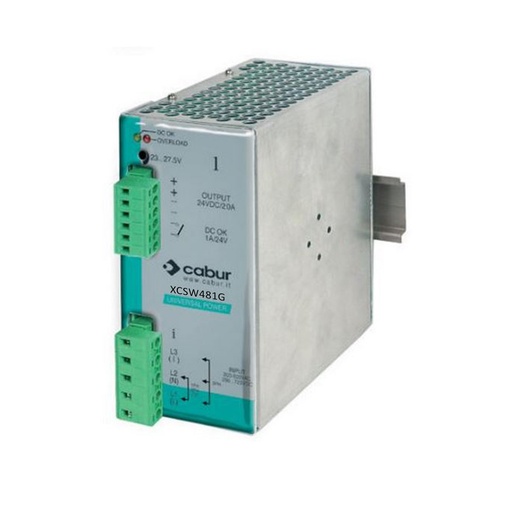 [XCSW481G] DIN Rail Power Supply, 72Vdc, 6A Output, 1-2-3 Phase 185-550Vac Input