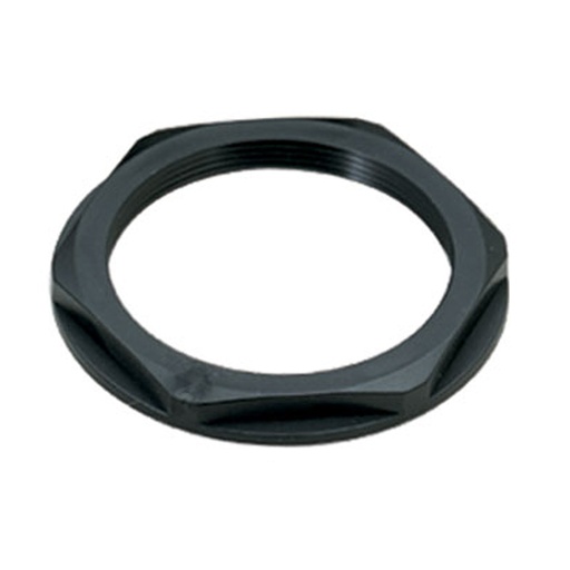 [3005246] M50 threaded locknut with collar, black plastic, IP68