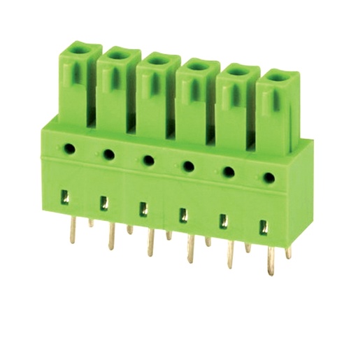 [ASIWJ15EDGB-3.5-6P] 3.5 mm Pitch Printed Circuit Board (PCB) Terminal Block Vertical Header, 6 position