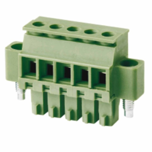 [ASIWJ15EDGKAM-3.5-5P] 3.5 mm Pitch Printed Circuit Board (PCB) Terminal Block Plug, With Screw Locks, 28-16AWG Screw Clamp, 5 Position