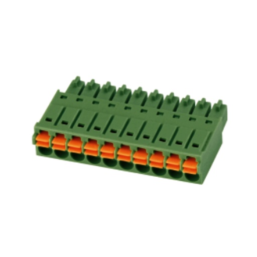 [ASIWJ15EDGKN-3.5-10P] 3.5 mm Pitch Printed Circuit Board (PCB) Terminal Block Plug, Spring Clamp, Narrow Profile,  24-16AWG, 10 Position