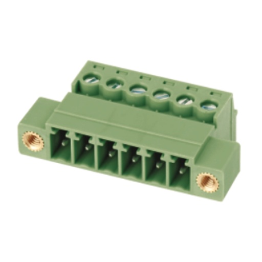 [ASIWJ15EDGKRN-3.81-2P] 2 Position, 3.81 mm Pitch Terminal Block Inverted Plug, Pin Connector, Screw Locks, Screw Clamp, 28-16AWG