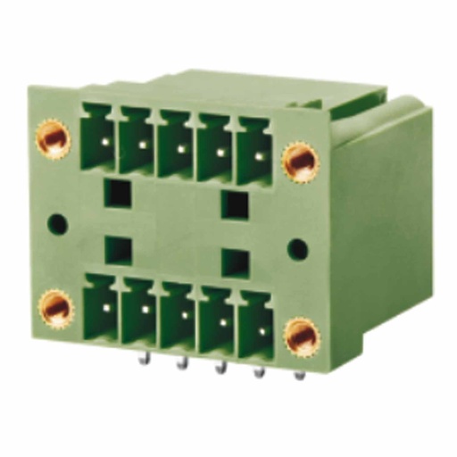 [ASIWJ15EDGRHM-3.5-11P] 3.5 mm Pitch Printed Circuit Board (PCB) Terminal Block, Horizontal Double Level Header, With Loc