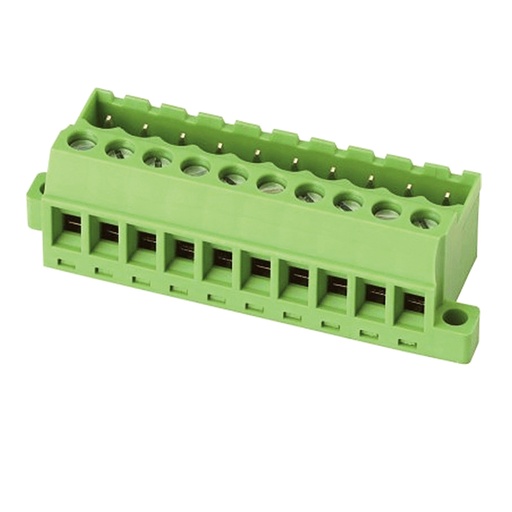 [ASIWJ2EDGGB-5.08-10P] 5.08 mm Pitch Panel Mount Terminal Block Vertical Plug Header, Screw Clamp, 10 Position