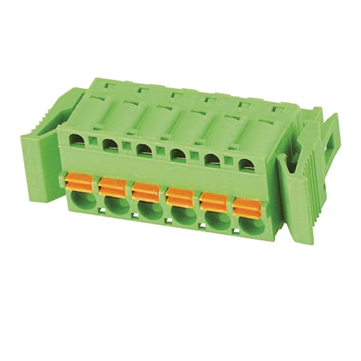 [ASIWJ2EDGKDG-5.08-10P] 10 Position, 5.08 mm PCB Terminal Block Plug, Spring Clamp, Locking Latches