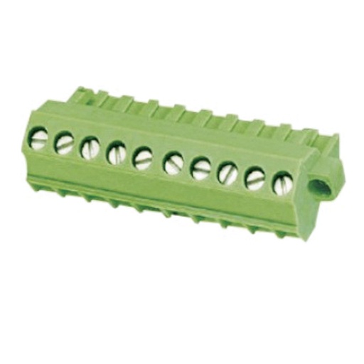 [ASIWJ2EDGKLM-5.08-10P] 10 Position, 5.08 mm PCB Terminal Block Plug, Screw Clamp, With Screw,  Angled Wire Entry