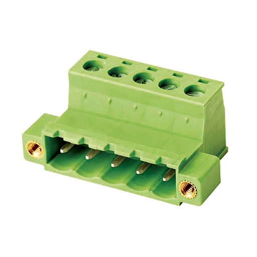 [ASIWJ2EDGKRN-5.08-11P] 11 Position 5.08 mm Spacing Terminal Block Inverted Connector Plug, Screw Clamp, With Threaded Inserts, 28-12AWG