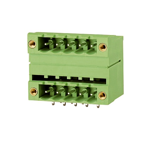 [ASIWJ2EDGRHM-5.0-10P] 5 mm Pitch Printed Circuit Board (PCB) Terminal Block Horizontal Header, Double Level, 10 position