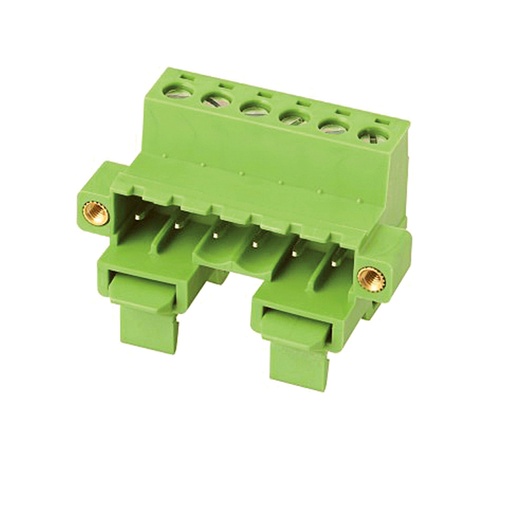 [ASIWJ2EDGRKM-5.08-10P] 5.08 mm Pitch Printed Circuit Board (PCB) Terminal Block Header w/Screw Locks, Mini DIN Rail Mount, Screw Clam