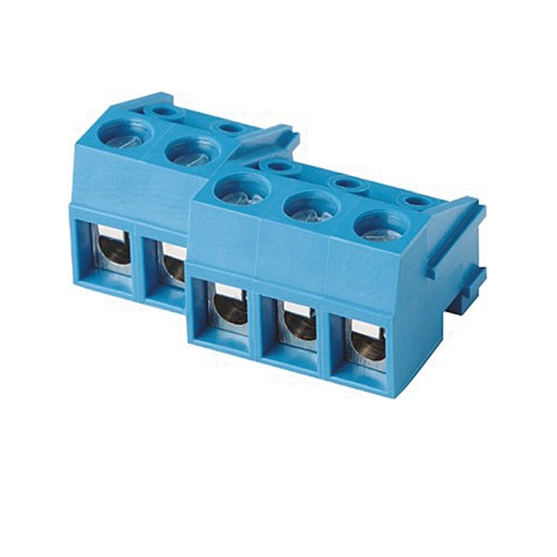 [ASIWJ332K-5.0-5P] 5 Position Pluggable Terminal Block with Screw Wire Terminations, Economy, 5mm Pitch, Blue, 28-16 AWG, 10 Amp,