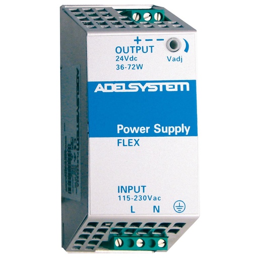 [FLEX6024A] 24V DC Power Supply, 2-3 Amp, 115-230V AC Input, Single Phase, DIN Rail Mounted