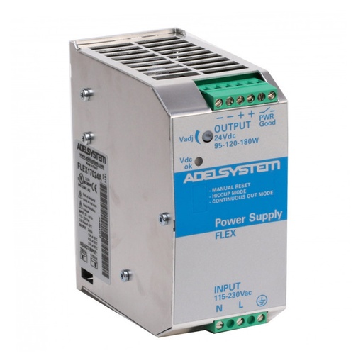 [FLEX17024A] 24V DC Power Supply, 5 Amp, 115-230V AC Input, Single Phase, DIN Rail Mounted