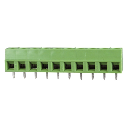 [CIA5.08-10VE] 10 Position PCB Screw Terminal Block, 5.08mm Pin Spacing, 14A, 300V, 30-14 AWG, UL Ratings