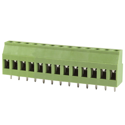 [MRT15P5.08-13VE] 13 Position PCB Screw Terminal Block, Rising Clamp, Green Housing, 5.08mm Pitch, 30-12 AWG