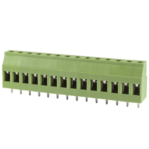 [MRT15P5.08-14VE] 14 Position PCB Screw Terminal Block, Rising Clamp, Green Housing, 5.08mm Pitch, 30-12 AWG