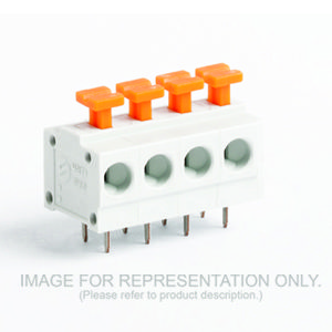 [MRT1P5.08-12GR] 12 Position PCB Spring Terminal Block With Orange Actuator, Horizontal Wire Entry,  5.08mm Pitch, Gray, 30-16AWG