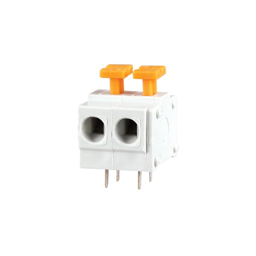 [MRT1P5.08-2GR] 2 Position PCB Spring Terminal Block With Orange Actuator, Horizontal Wire Entry,  5.08mm Pitch, Gray, 30-16AWG