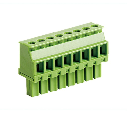 [MRT22P3.81-3V01VE] 3 Position Pluggable Terminal Block, Screw Terminal Connector, 3.81mm Spacing, Wire Entry Polarization Side,  Green Housing, 30-16 AWG