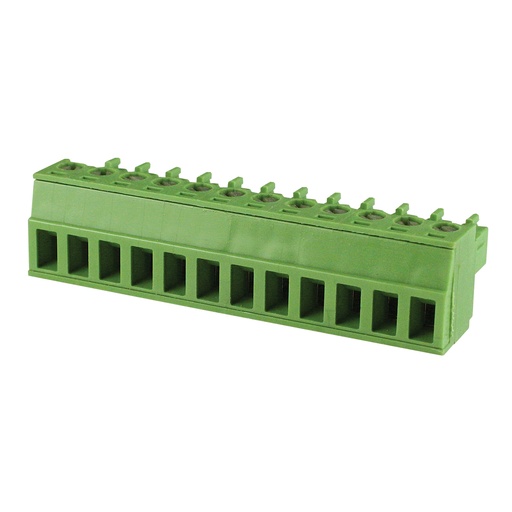 [MRT8P3.5-11VE] 11 Position 3.5mm Pluggable Terminal Block, Screw Clamp, Green Housing, 30-16AWG