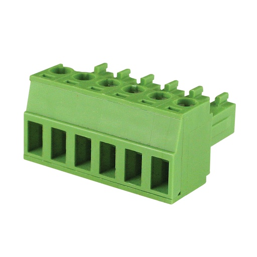 [MRT8P3.5-6VE] 6 Position 3.5mm Pluggable Terminal Block, Screw Clamp, Green Housing, 30-16AWG