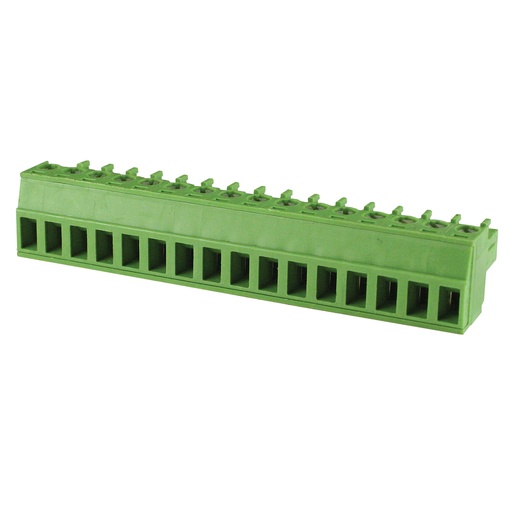 [MRT8P3.81-16VE] 16 Position 3.81mm Pluggable Terminal Block, Screw Clamp, Green Housing, 30-16AWG