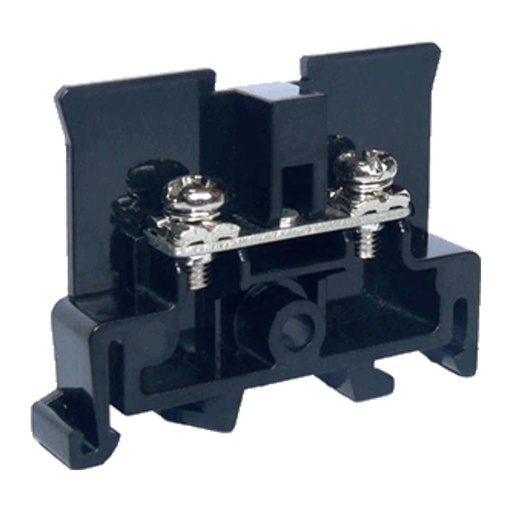 [ASI391003] NEMA Style DIN Rail Terminal Block For Ring Lugs, M3.5 Screw, Black, 20A, 600V