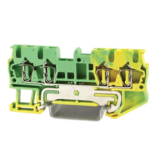 [ASI421018] 4-wire Ground Spring Terminal Block, 4 Wire Screwless Ground Terminal Block, DIN Rail Mount, 28-14 AWG, ASI421018