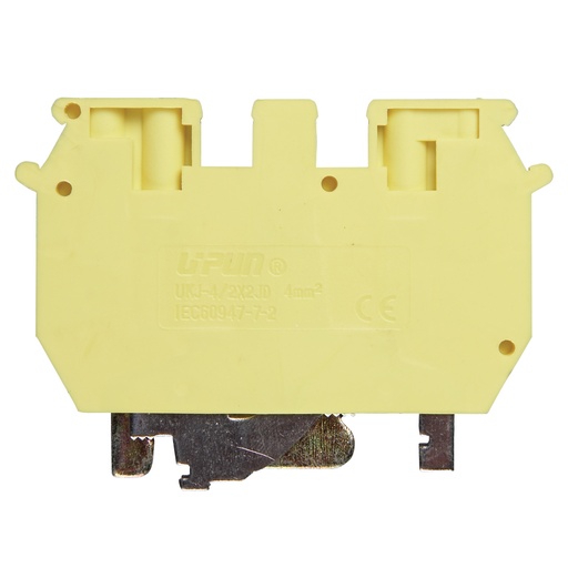 [ASIUDK4PE] 4 Wire Ground Terminal Block, DIN Rail Mount, Screw Clamp Ground Terminal Block, 30-10 AWG, ASIUDK4-PE