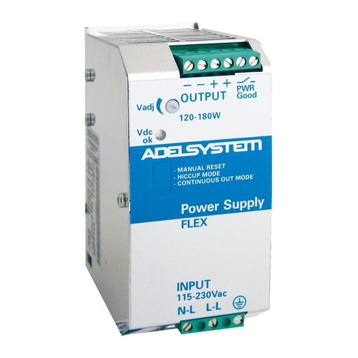 [FLEX17048A] 48V DC Power Supply, 3.8 Amp, 115-230V AC Input, DIN Rail Mounted