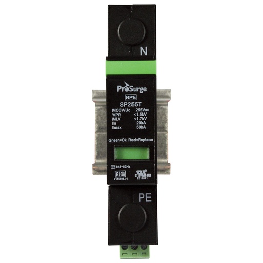 [ASISP255T] 255V DIN Rail Mounted Surge Protection Device For Neutral Connection, 20kA Nominal Discharge, 50kA Surge, 200KArms SCCR Ratings, ASISP255T