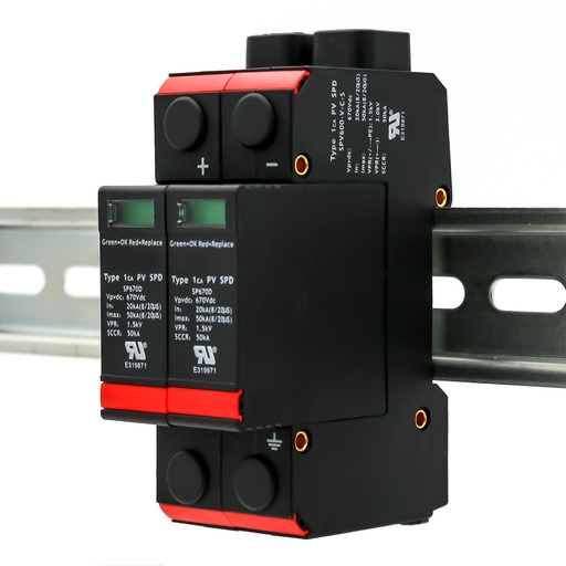 [ASISPV600-V-C-S] 600V PV Surge Protector, DIN Rail Mount, V Configuration, 2-Pole DC Surge Protector For Solar, ASISPV600-V-C-S