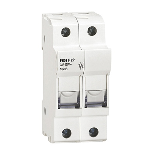 [AFB01F2P] ASI AFB01F2P Midget Fuse Holder | 2 Pole, 30A, 600V DC, 18-8 AWG, Screw Clamp Connections, DIN Rail Mount, UL Rated