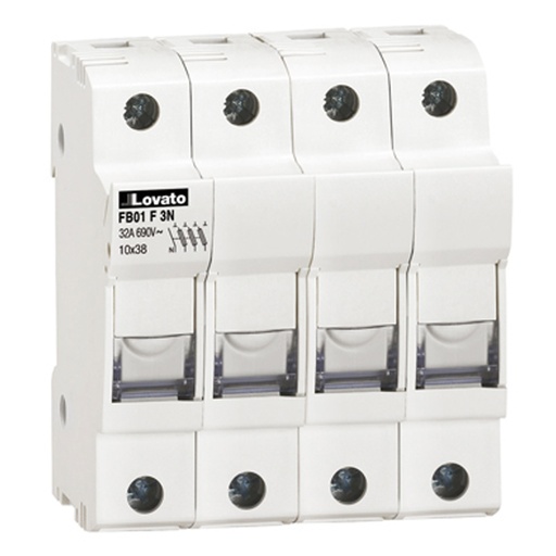 [AFB01F3N] DIN Rail Mounted Midget Fuse Holder, UL, 3 Pole + Neutral, 10 x 38 mm, AFB01F3N