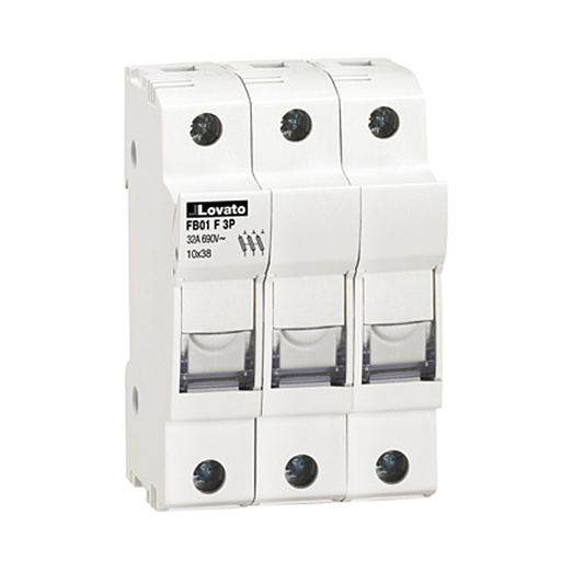 [AFB01F3P] DIN Rail 600V Fuse Holder | 3-Pole Cartridge Fuse Holder | 30A 10x38mm Midget Fuse Block