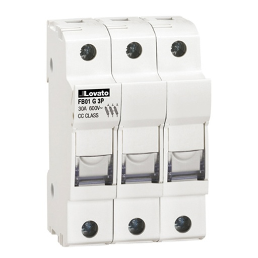 [AFB01G3P] Class CC Fuse Holder, DIN Mount, 3 Pole, 30A, 600V, 18-8AWG