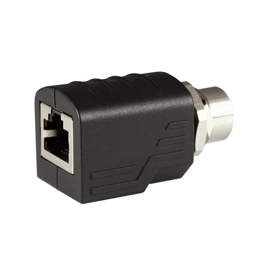 [ASITPA-4512FD-S] ASI ASITPA-4512FD-S | RJ45 to M12 Adapter | Female D-Coded M12 Connector | Panel Mount | Nickel-Plated Brass | Cat5e Compatible