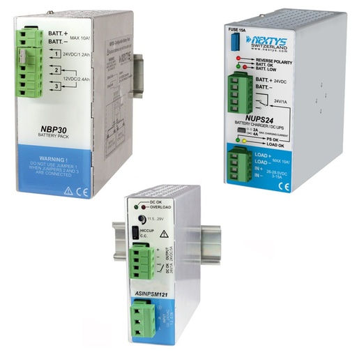 [NUPS24-K101] 24V, 5A DIN Rail UPS Package, General Purpose Industrial, With Battery