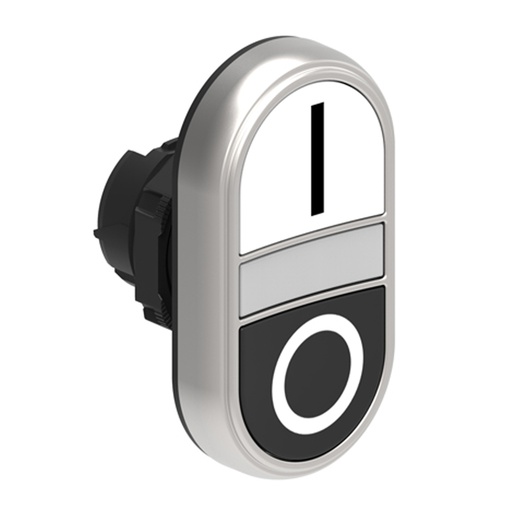 [LPCBL7124] Illuminated ON OFF Switch-Momentary-I/O-Symbols-22mm-Flush-White-Black