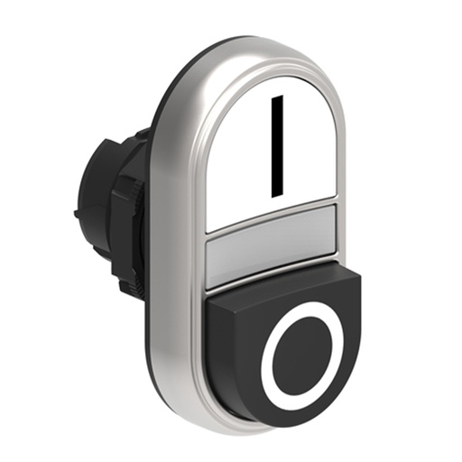 [LPCBL7224] Illuminated ON OFF Switch-Momentary-22mm-Flush-White-Black-I/O Symbols