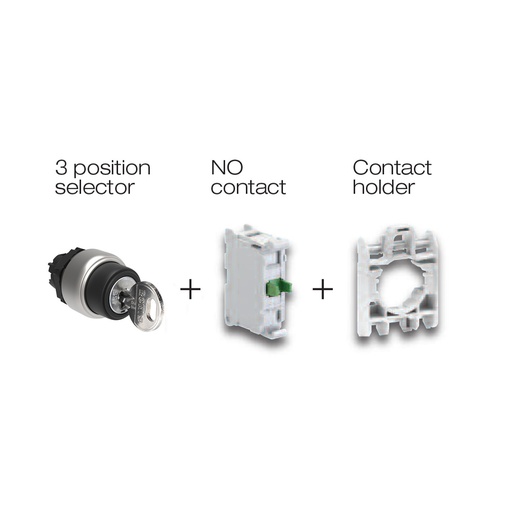 [LPCS320KIT] Waterproof Key Switch 2 Position with NO Contact and Contact Holder