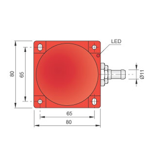 [SIP000114] 10-60mm Top Sensing inductive proximity sensor, Unshielded, 10-55 VDC, PNP-N.O./N.C., pre-wired with 2 meter cable, 80x80x50mm